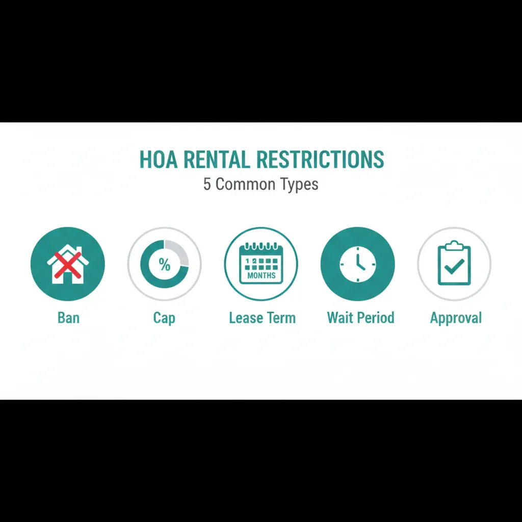 5 types of HOA rental restrictions found in CC&Rs: bans, caps, lease terms, waiting periods, and approval requirements