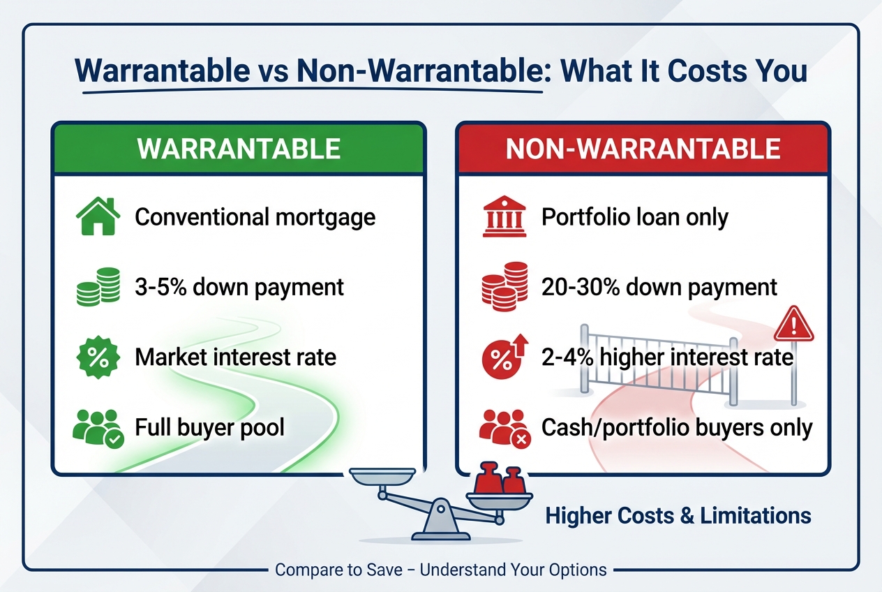 Non-Warrantable Condo Financing: Comparison of conventional vs portfolio loan terms
