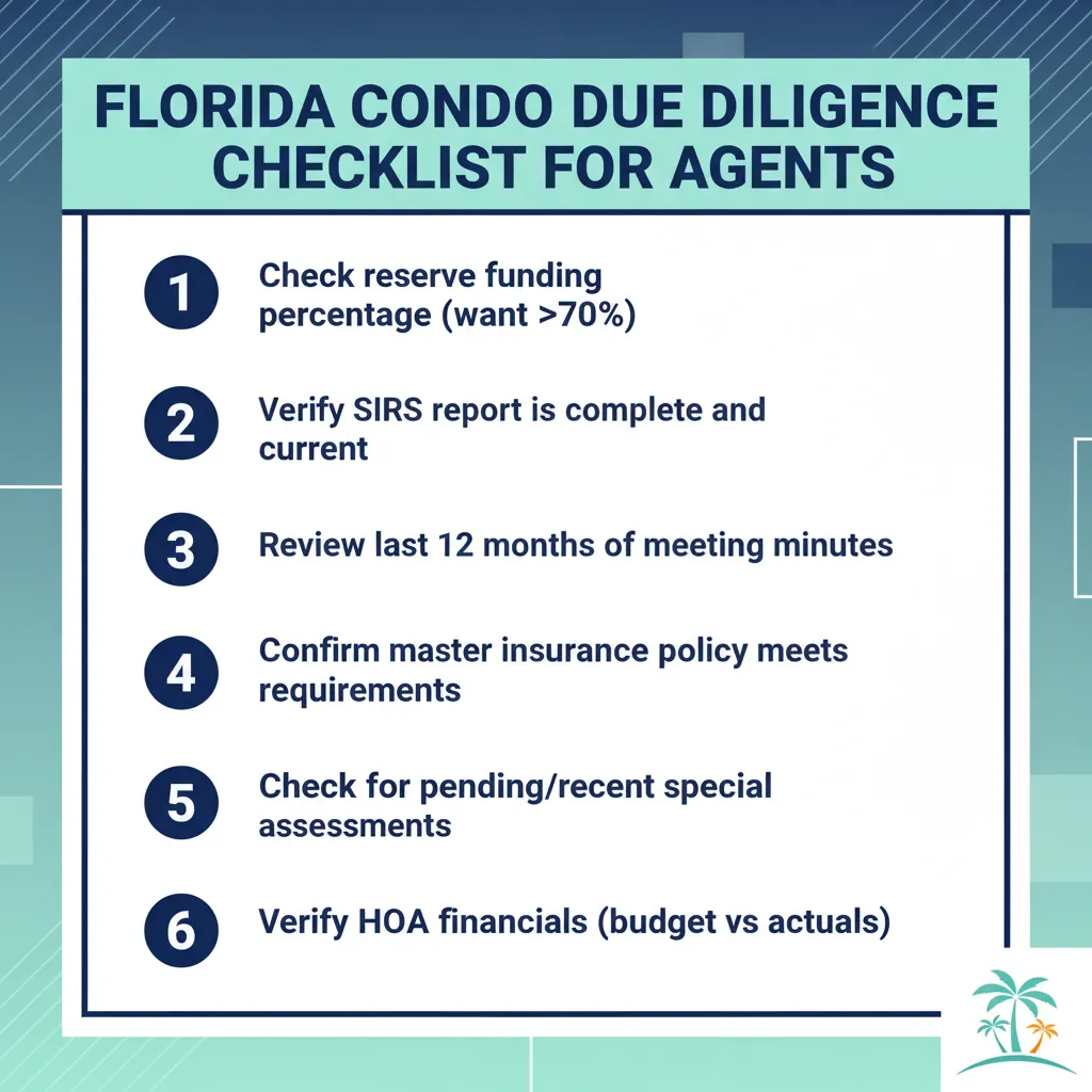 Agent's SIRS evaluation checklist for Florida condo transactions
