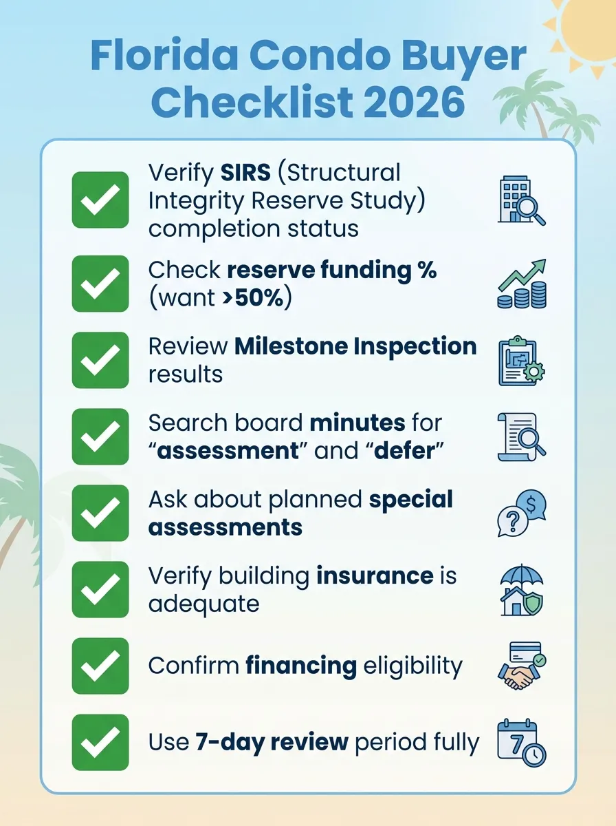 Florida Condo Buyer Checklist 2026: 8 items to verify before buying