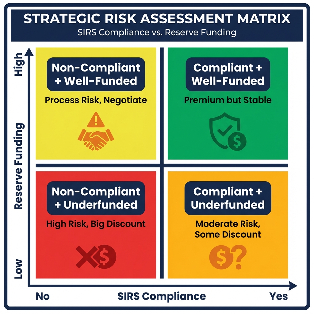 Risk-Opportunity Matrix showing four categories of Florida condo investments