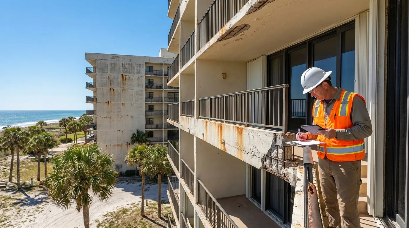 Florida milestone inspection - structural inspection of aging condo building exterior