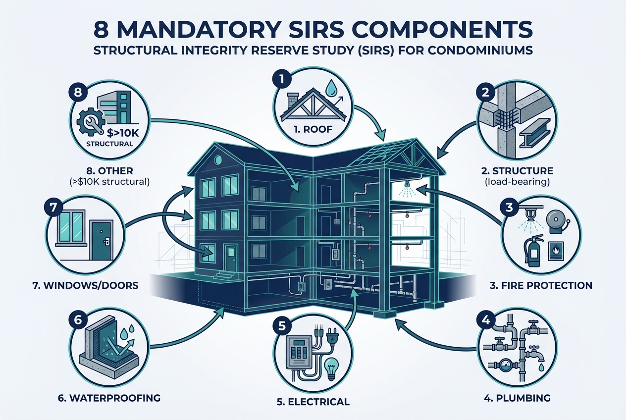 The 8 Mandatory SIRS Components - infographic showing required structural components