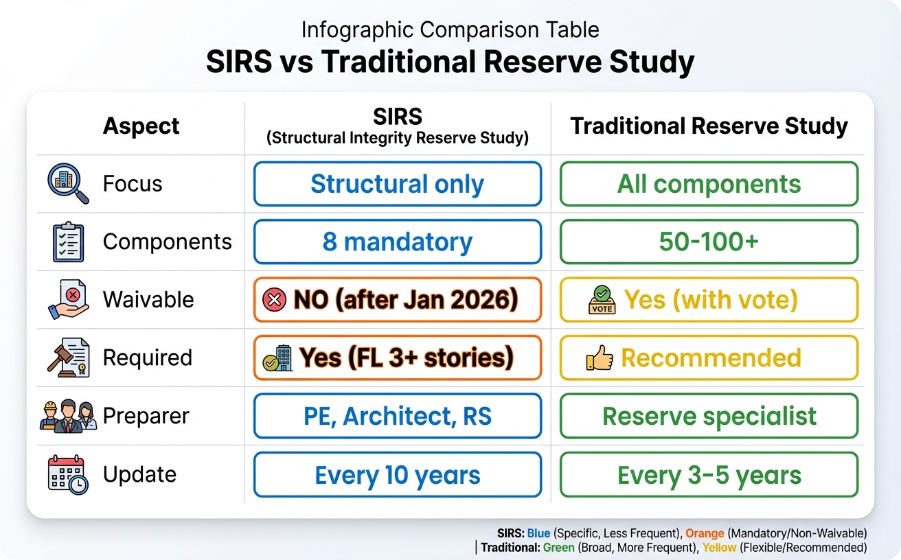 SIRS vs Traditional Reserve Study comparison