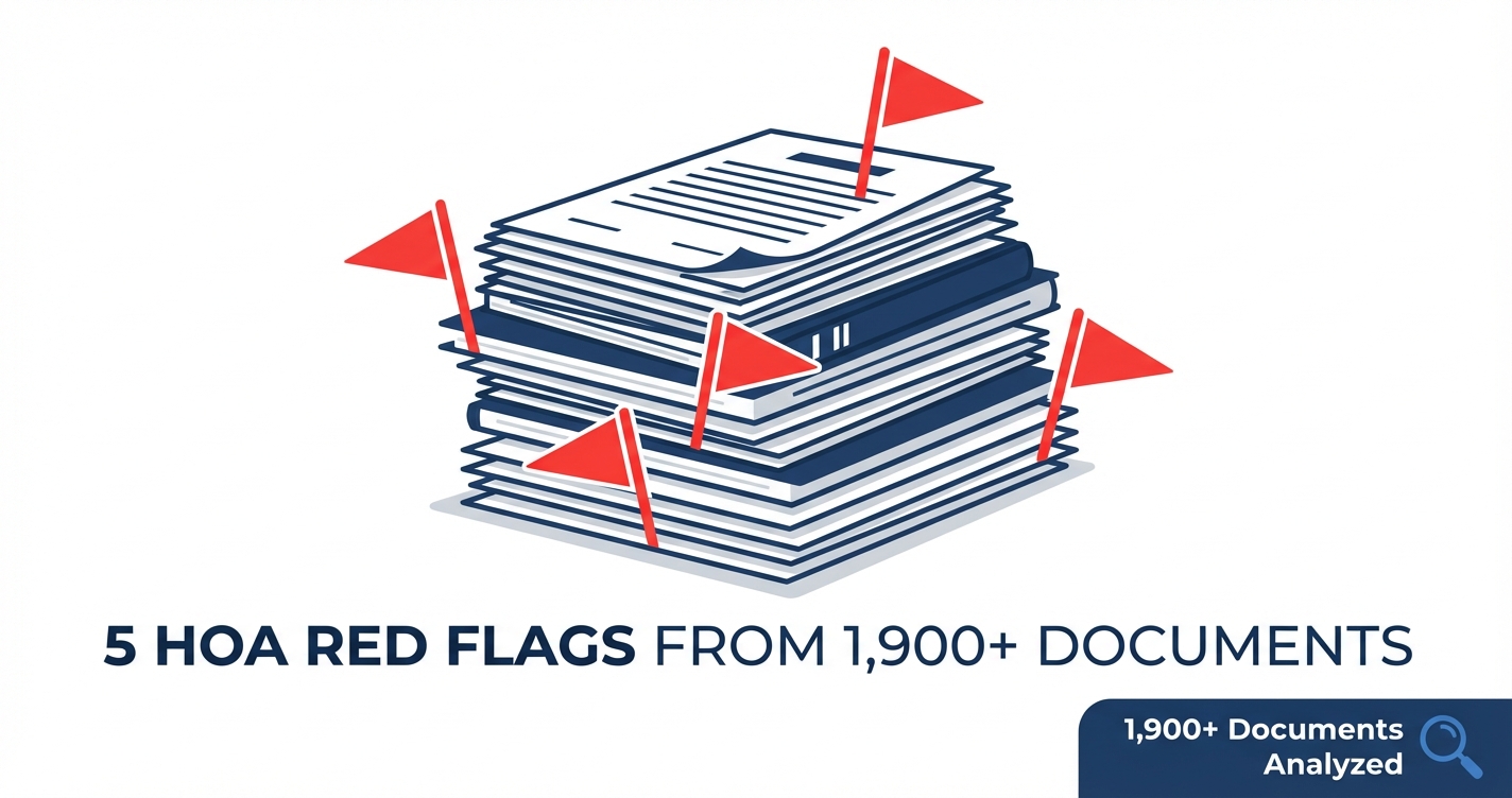 5 HOA Red Flags Found in 1,900+ Documents - warning signs infographic