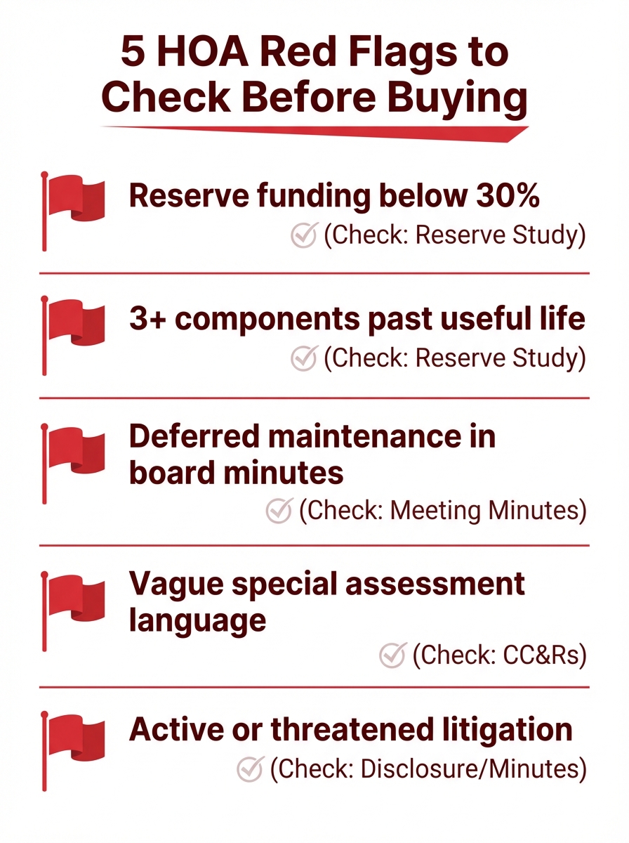 5 HOA Red Flags checklist - what to check and where to find it